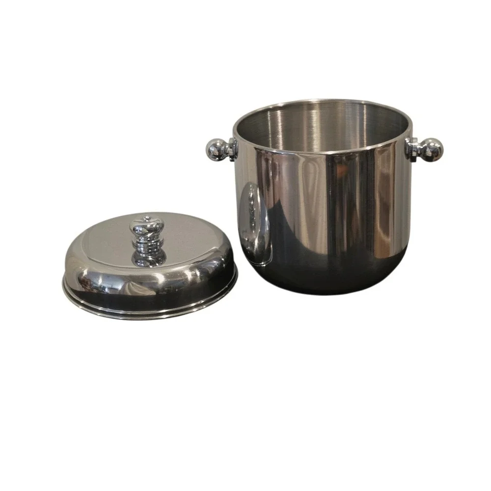 Vintage Godinger Stainless Steel Lidded Ice Bucket, MCM Barware, Sleek Chiller